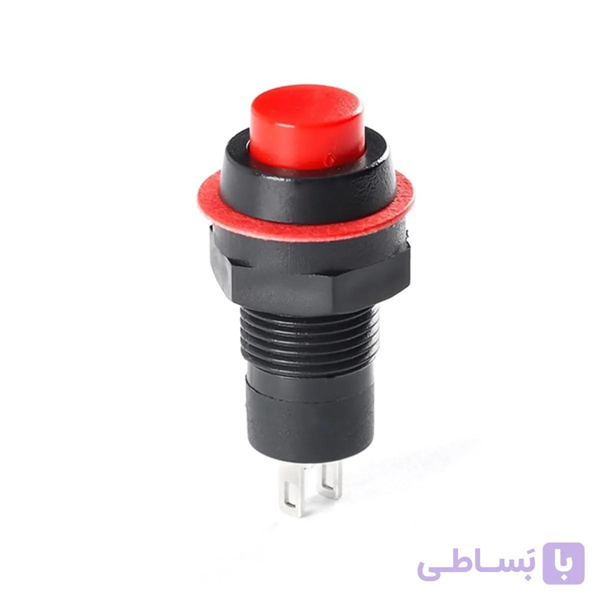 شستی فشاری مهره خور 2 پایه 10mm - DS213 قرمز | عمده فروشی الکترونیک سان سون