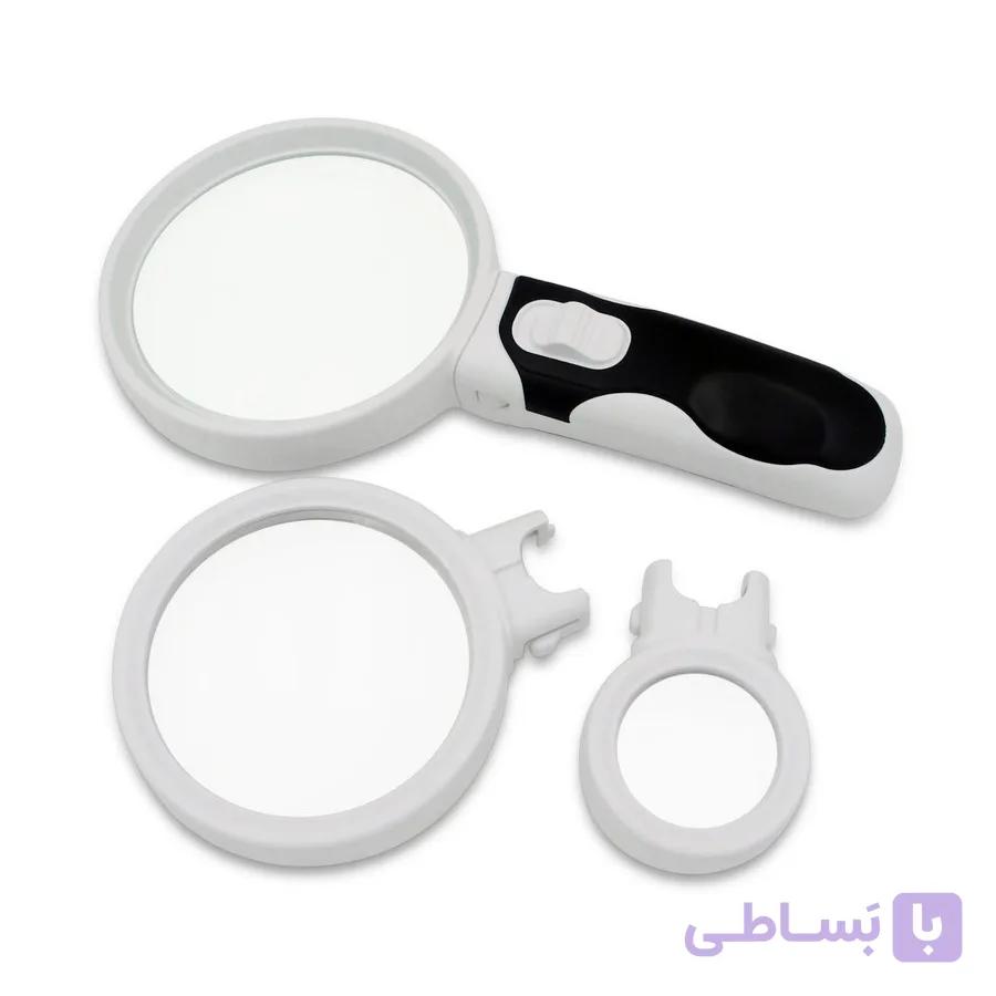 ذره بین دستی چراغ دار حرفه ای 3 لنز مدل 77365A | عمده فروشی الکترونیک سان سون