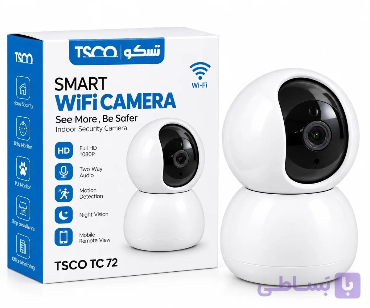 دوربین مداربسته تحت شبکه تسکو TSCO TC 72 مدل Smart WiFi Camera، Full HD 1080P، دید در شب، تشخیص حرکت، مکالمه دوطرفه