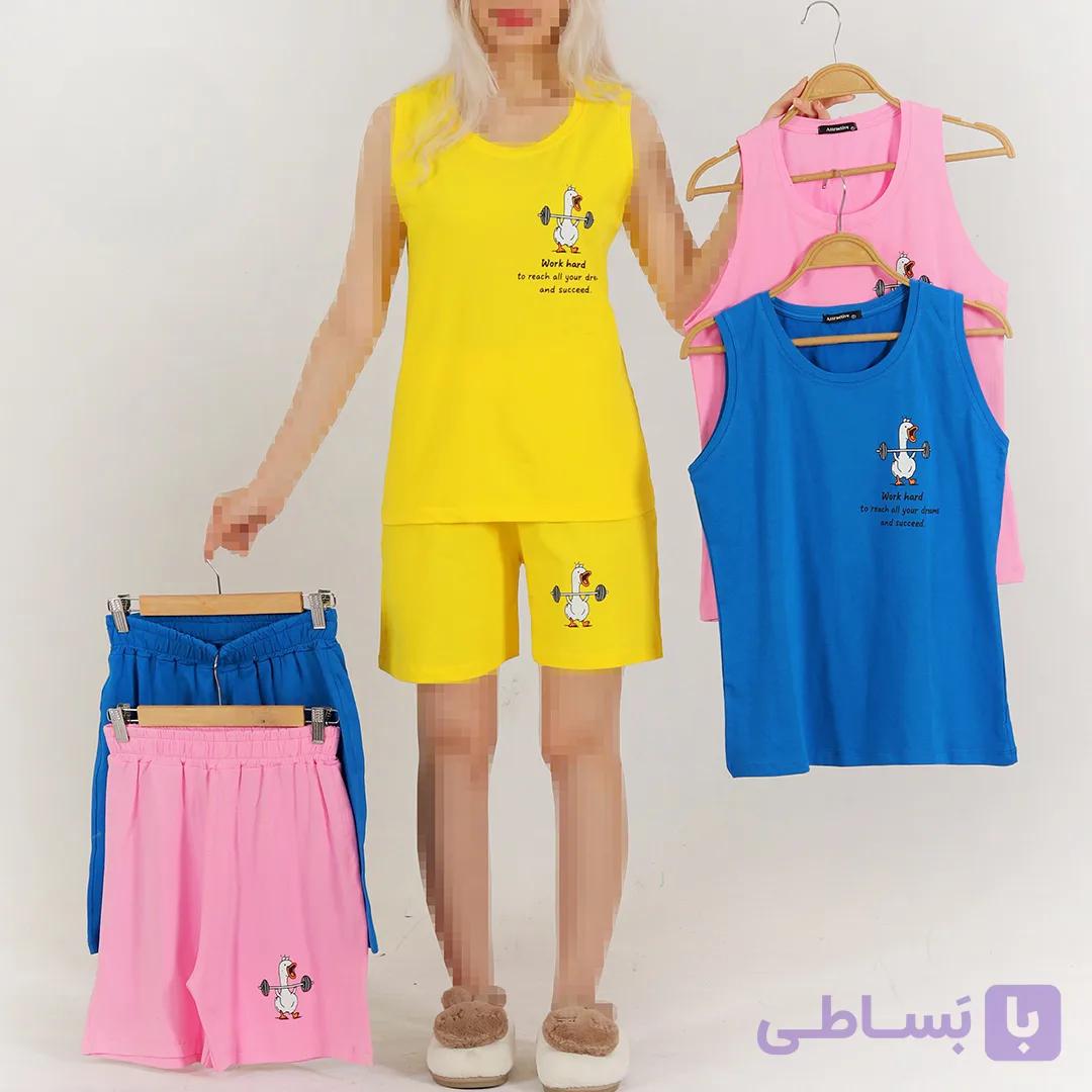 ست تاپ و شلوارک نخ پنبه طرح اردک