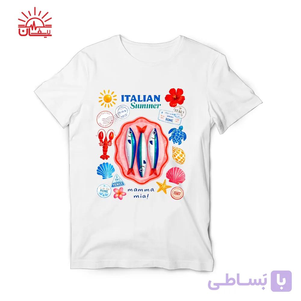 تیشرت نخ پنبه سفید ترند ITALIAN — تصویر 1