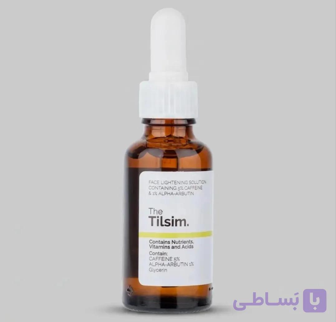 سرم روشن کننده پوست تیلسیم مدل کافئین آلفا آربوتین حجم 30 میلی