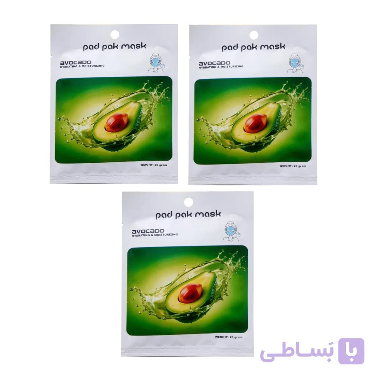 پک 3 عددی ماسک ورقه ای پد پاک آووکادو — تصویر 1