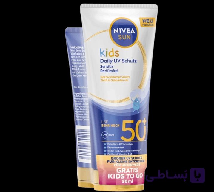 لوسیون ضد آفتاب کودک روزانه نیوآ SPF 50+ صد میل همراه با اشانتیون 50 میلی لیتری — تصویر 1