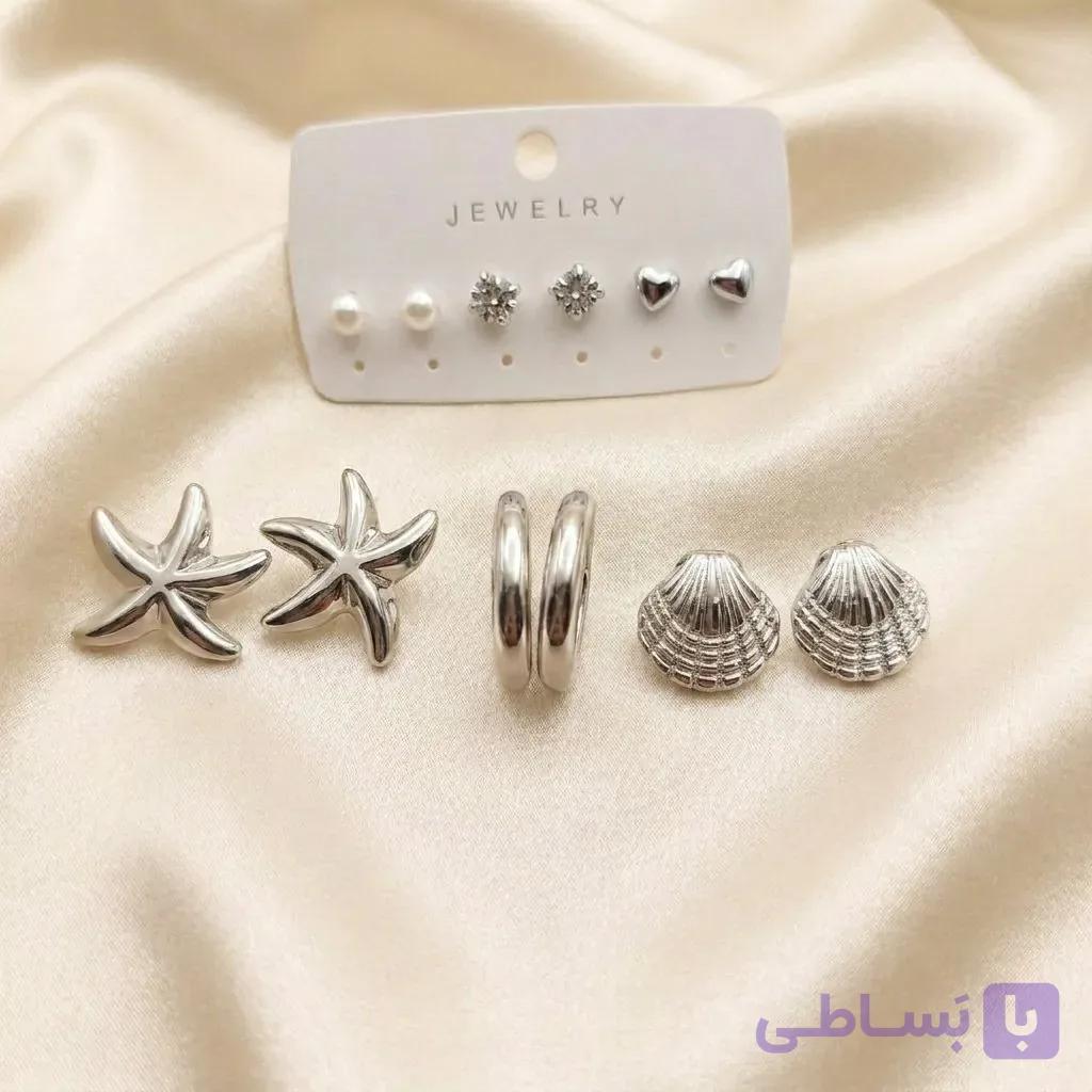 پک گوشواره دریایی نقره ای