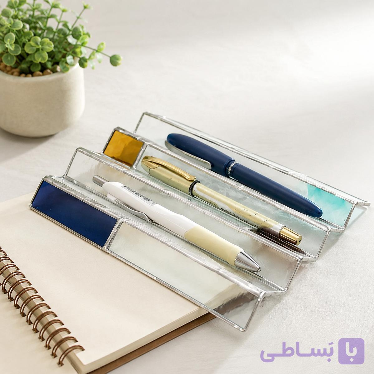 جاقلمی رومیزی شیشه‌ای تیفانی گلس، مدل «خط رنگ»