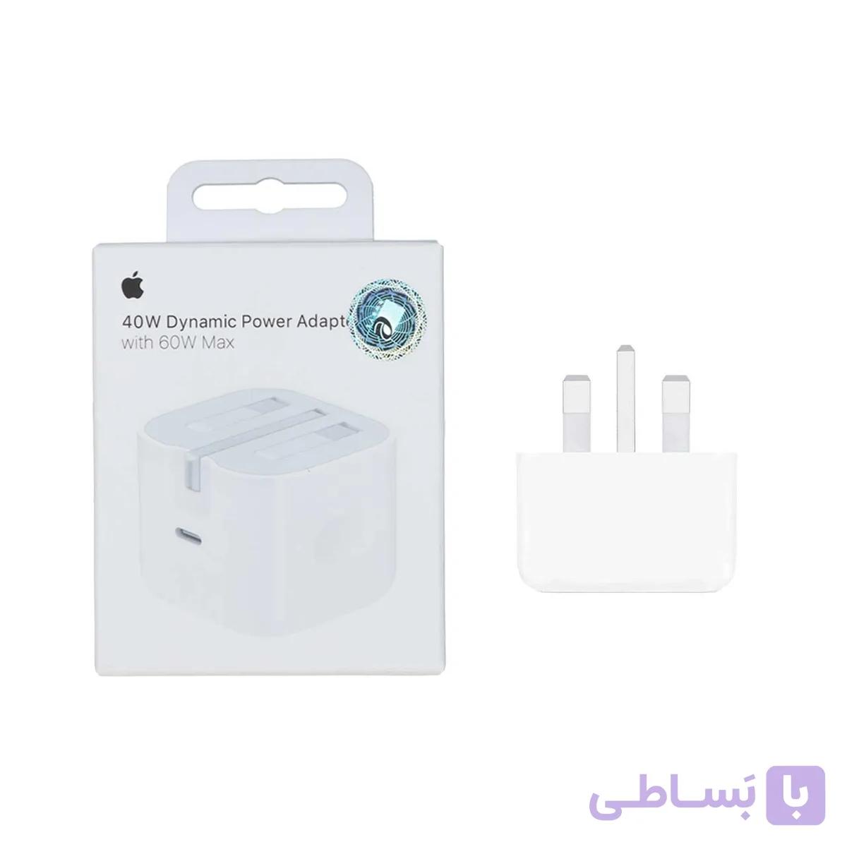 شارژر دیواری اپل 40 وات مدل 40W Dynamic Power Adapter با توان خروجی 60 وات اصلی (گارانتی 18 ماه شرکتی)