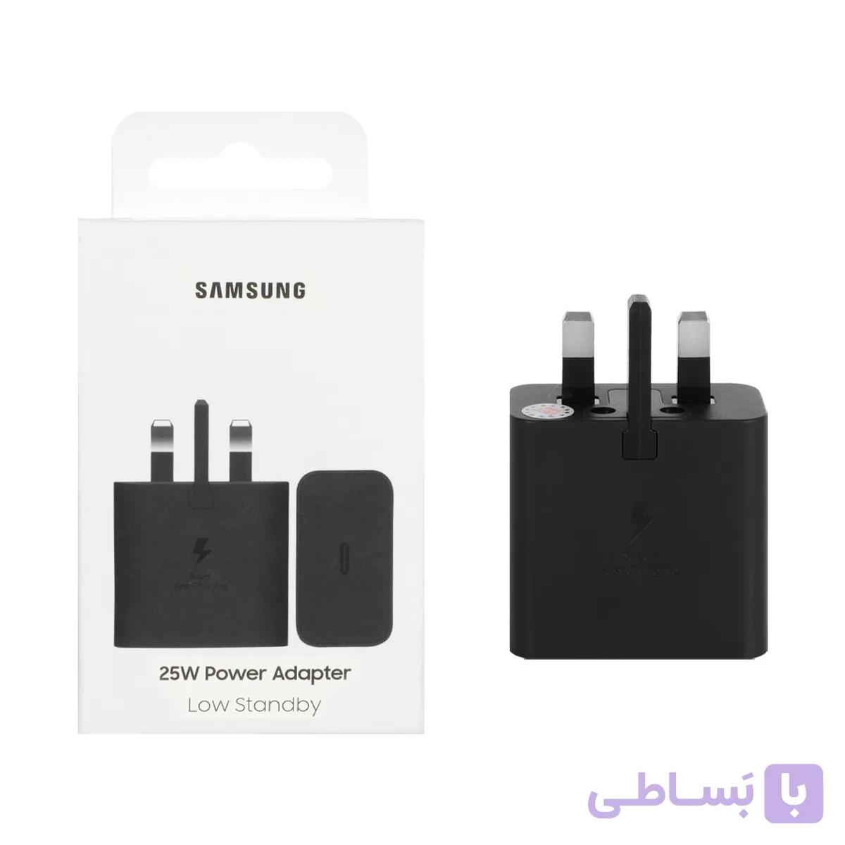 شارژر دیواری سامسونگ 25 وات مدل EP-T2510 تک پورت USB-C سه پین مشکی اورجینال با گارانتی 12 ماه شرکتی