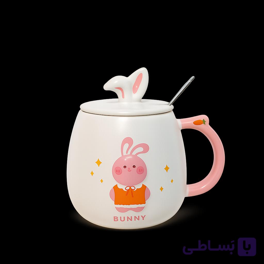 ماگ خرگوشی سرامیکی برجسته قاشق‌دار ۴۰۰ میل — تصویر 1