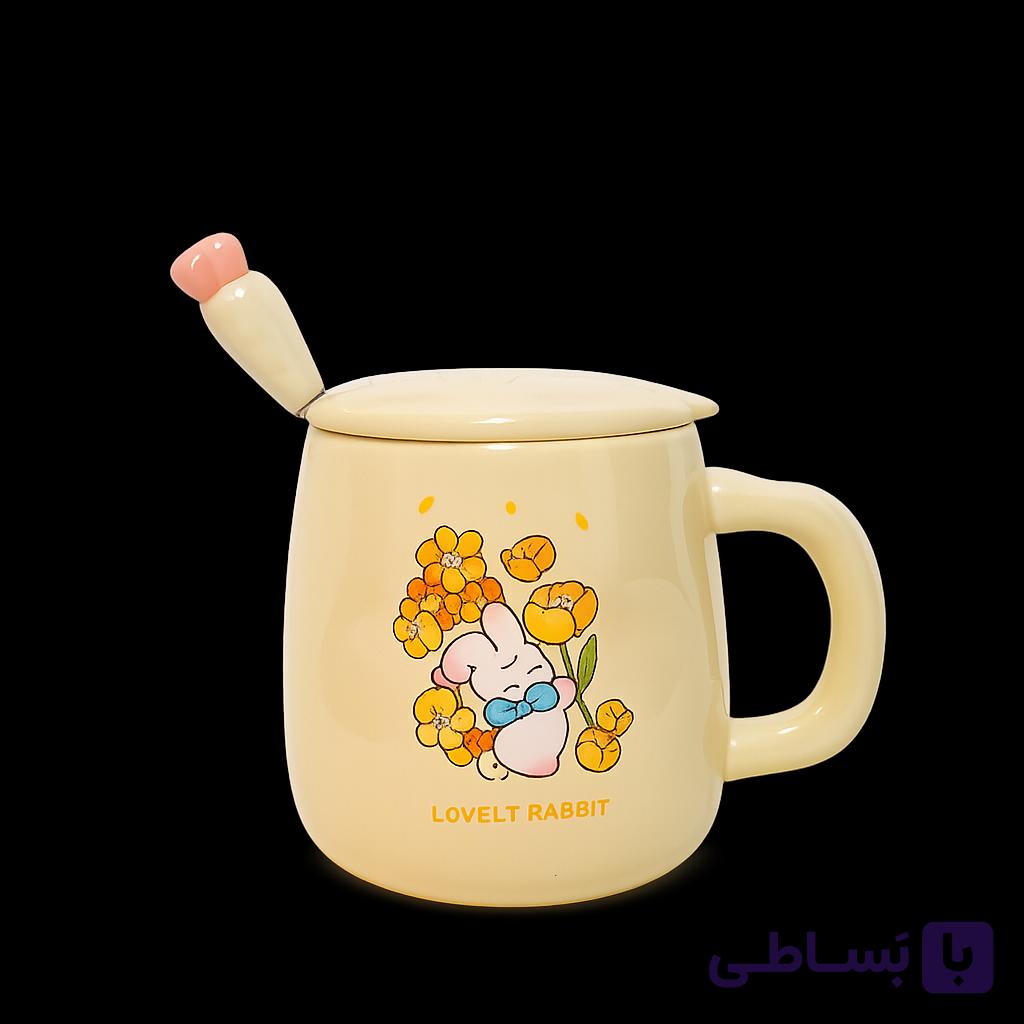 ماگ خرگوشی سرامیکی برجسته قاشق سرامیک ۴۵۰ میل — تصویر 1