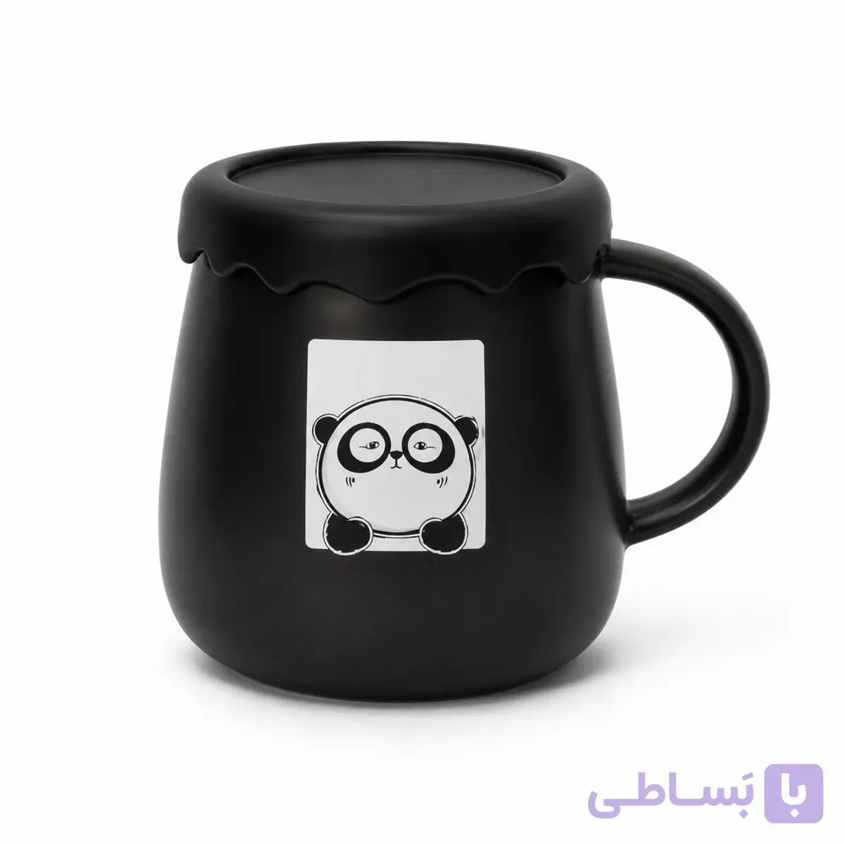 ماگ پاندایی ست سرامیکی برجسته درب‌دار ۴۵۰ میل — تصویر 1