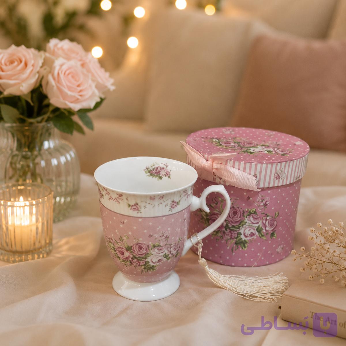 ماگ انجل با طراحی گل مناسب نوشیدن چای و قهوه و دمنوش