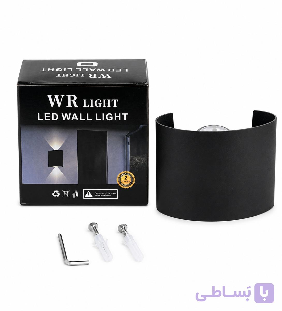 چراغ دیواری روکار دو طرفه LED قطاری ۲ وات بدنه مشکی WR LIGHT