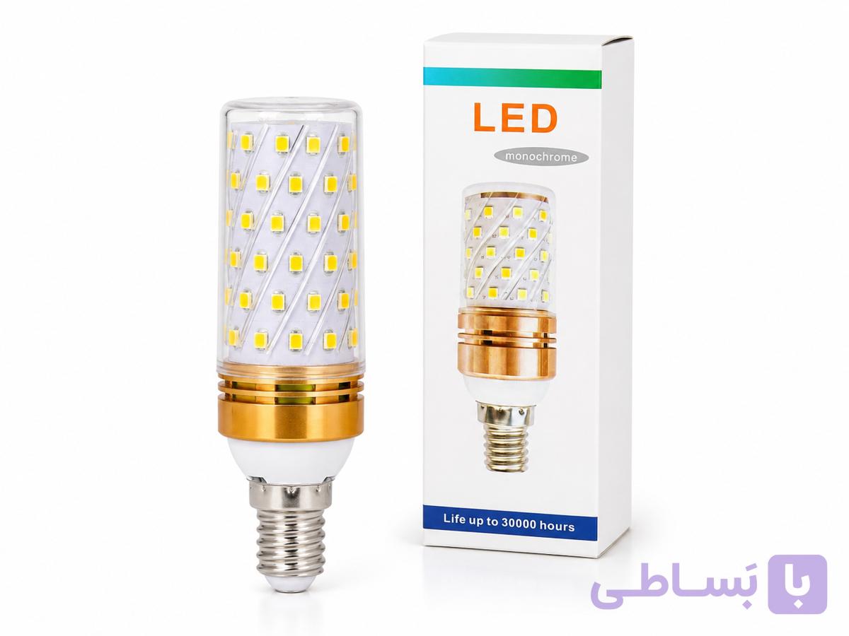 لامپ بلالی LED SMD 10 وات سرپیچ E14 ترانس‌دار پایه فلزی | 85 چیپ SMD | نوردهی پرقدرت و کم‌مصرف