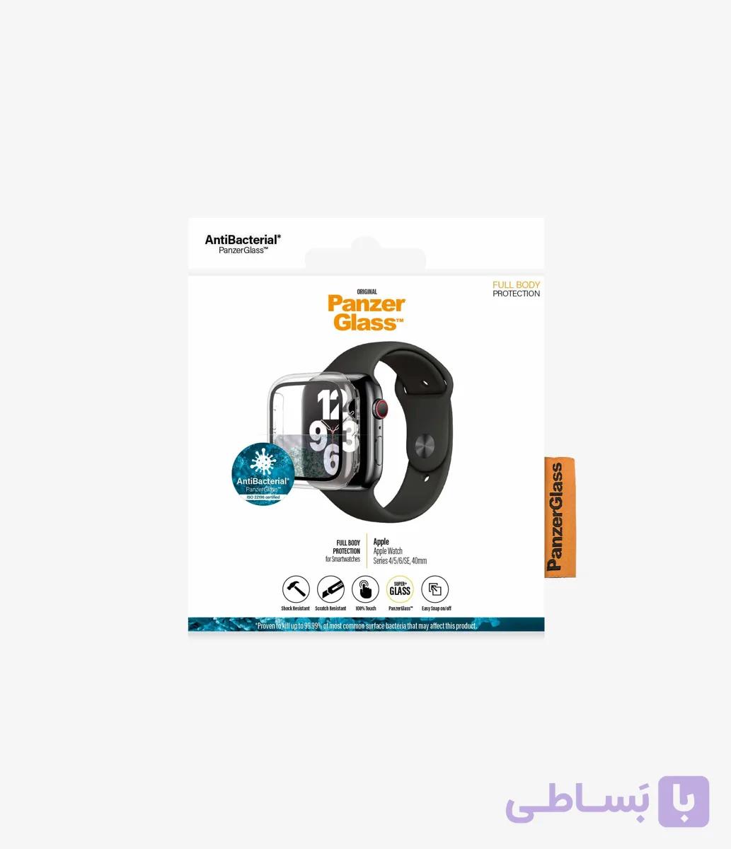 محافظ ساعت اپل برند پنزرگلس بی رنگ Glass Panzer FullBody Apple Watch S 4/5/6/SE 40mm Clear — تصویر 1