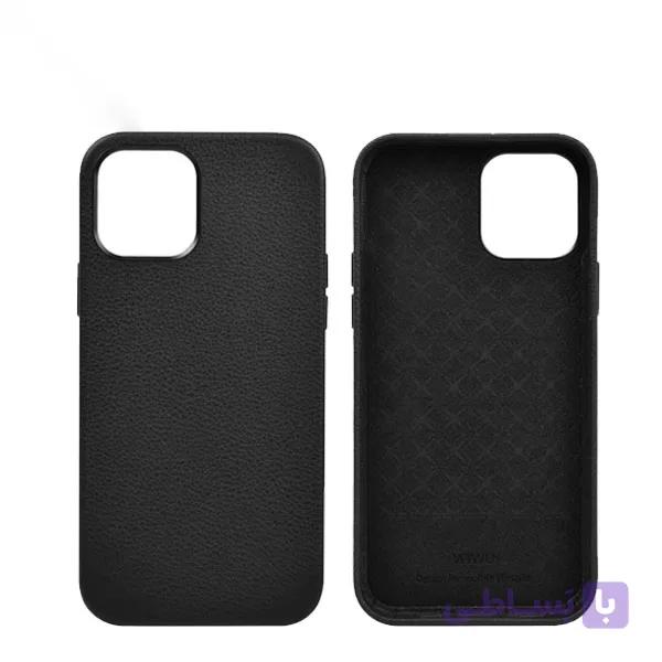 قاب آیفون برند ویوو چرمی مشکی Case Leather WIWU CalfSkin 6.1” IPone13 Black — تصویر 1