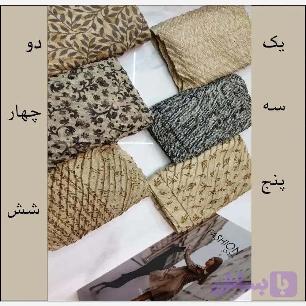 شال تابستانه ریزپلیسه نخی میکس کرم قواره بلند نرم و لطیف
