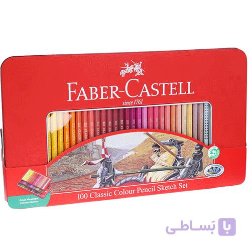 مدادرنگی فابرکاستل کلاسیک 100 رنگ جعبه فلزی