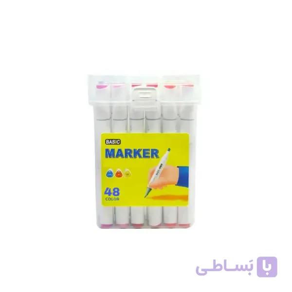 مارکر دو سر بیسیک 48 رنگ — تصویر 1