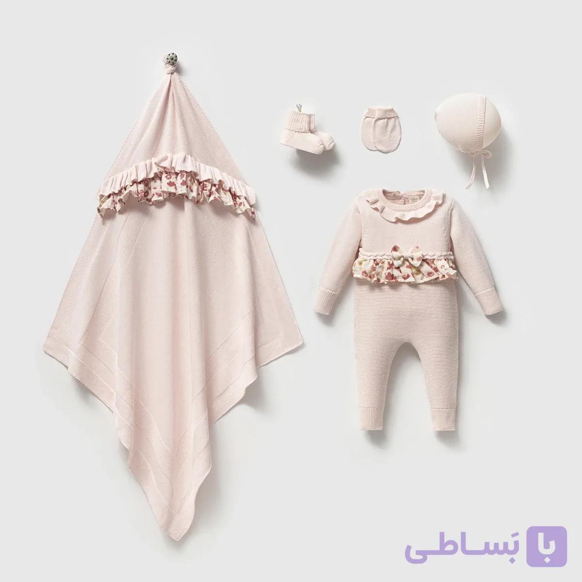 ست 5 تیکه بیمارستانی بافت و موسلین گلی نیپرلند ترک جعبه دار — تصویر 1