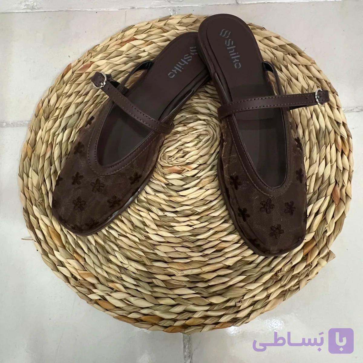 صندل زنانه (دو سگک قهوه ای و مشکی سایز ۳۸)