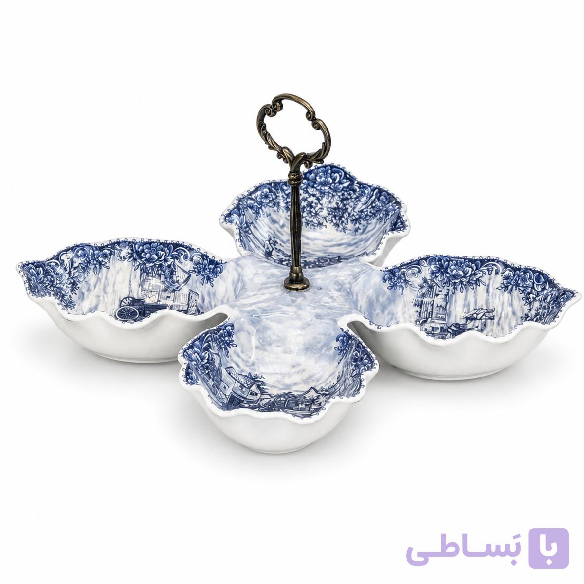 اردوخوری ۴ خانه سرامیکی دسته‌دار طرح کلاسیک