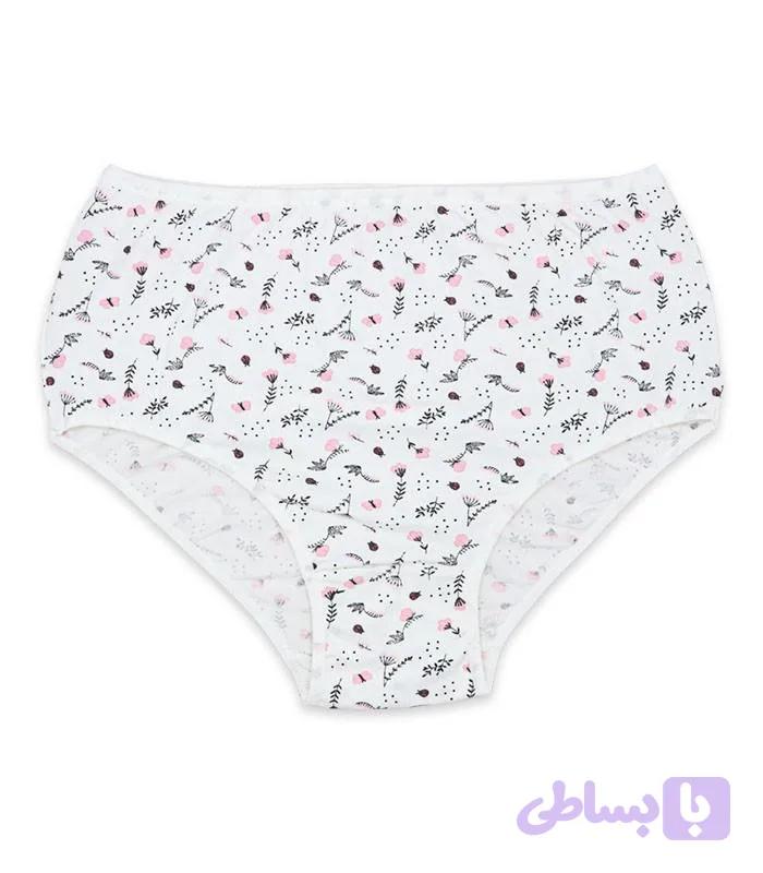شورت زنانه پنبه ای آداک مدل اسلیپ سفید گل و پروانه لایت سایز 2xl