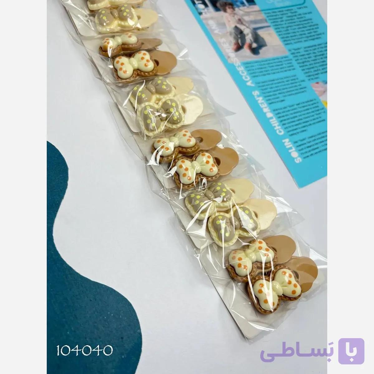 پک دو عددی گیره مو انبری طرح پاپیونی رنگ نود دخترانه - رستن
