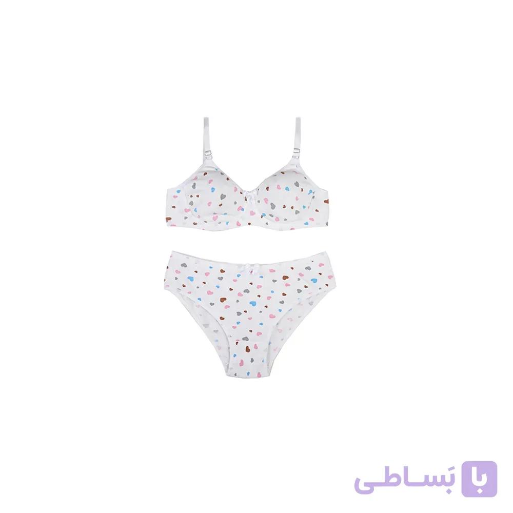 ست شورت و سوتین نخی فنردار طرح قلب درشت زنانه - رستن