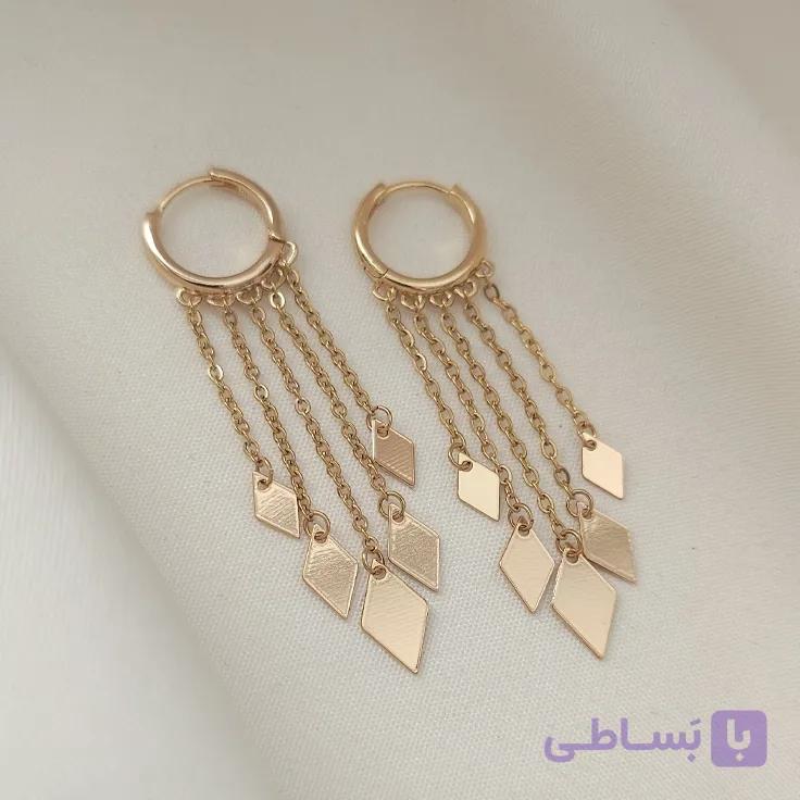 گوشواره آویز لوزی ژوپینگ | زیورالات فاطیما