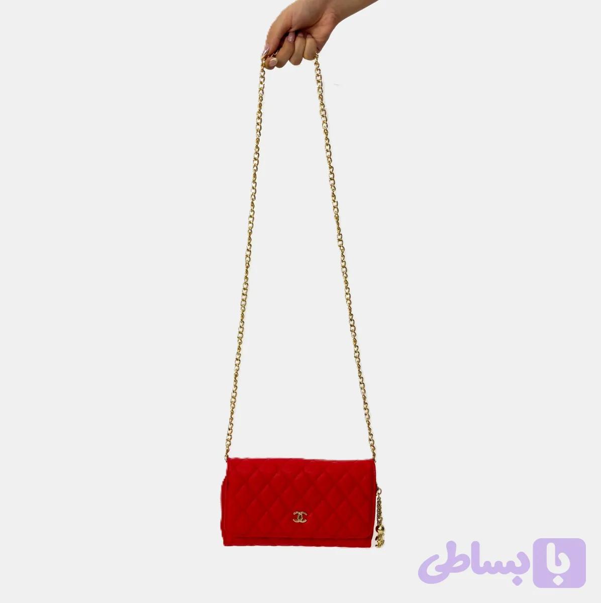 کیف زنانه مجلسی زنجیردار طرح شنل (Chanel) مدل دوکاره کیف دستی و دوشی – دو رنگ سبز و سرخابی — تصویر 1