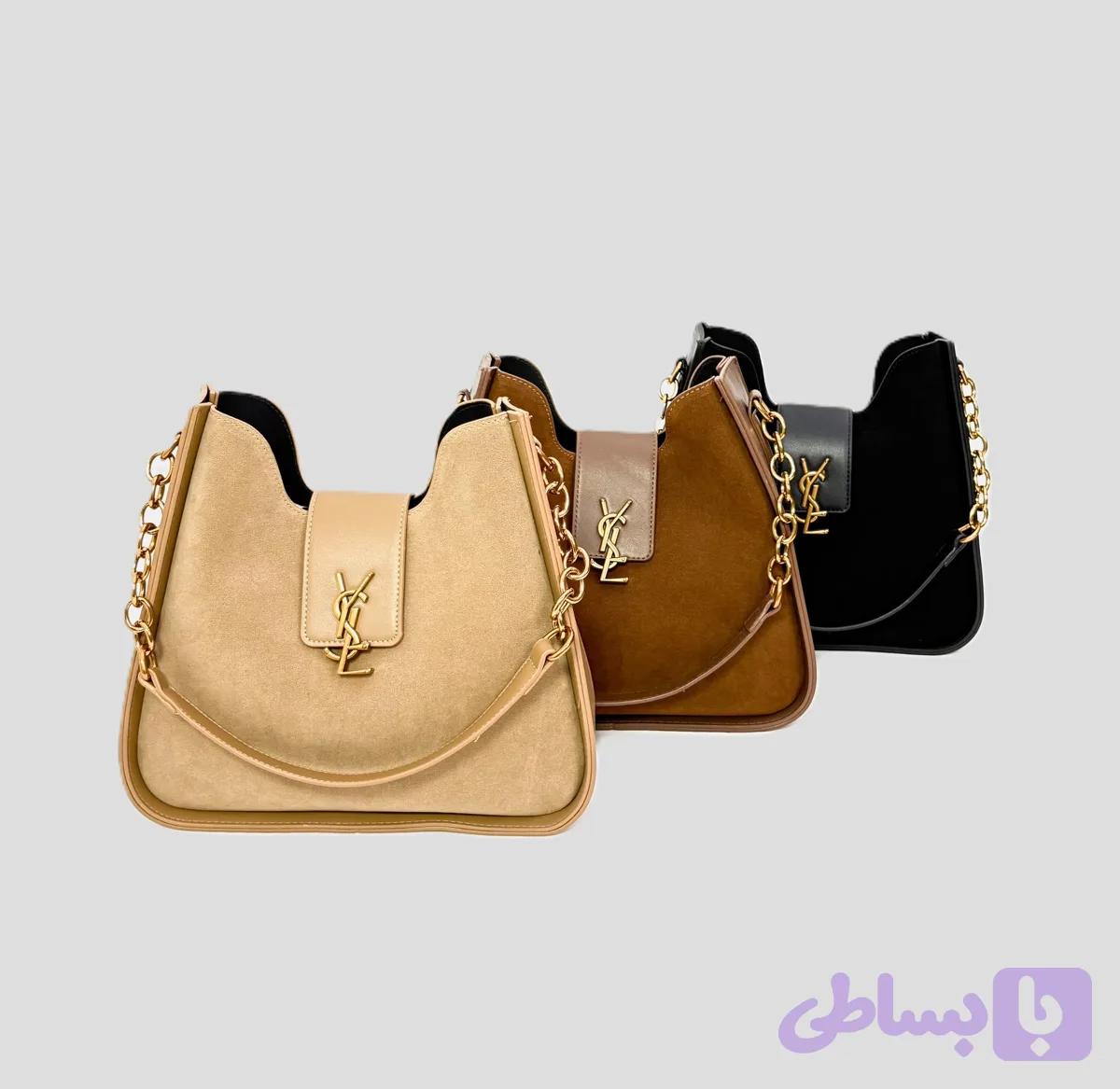 کیف دوشی زنانه طرح YSL مدل دو‌تکه جیر و چرم — تصویر 1