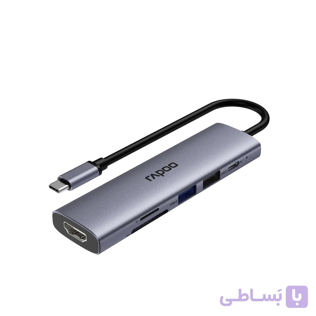 هاب 6 پورت USB-C رپو (Rapoo) مدل XD61 — تصویر 1