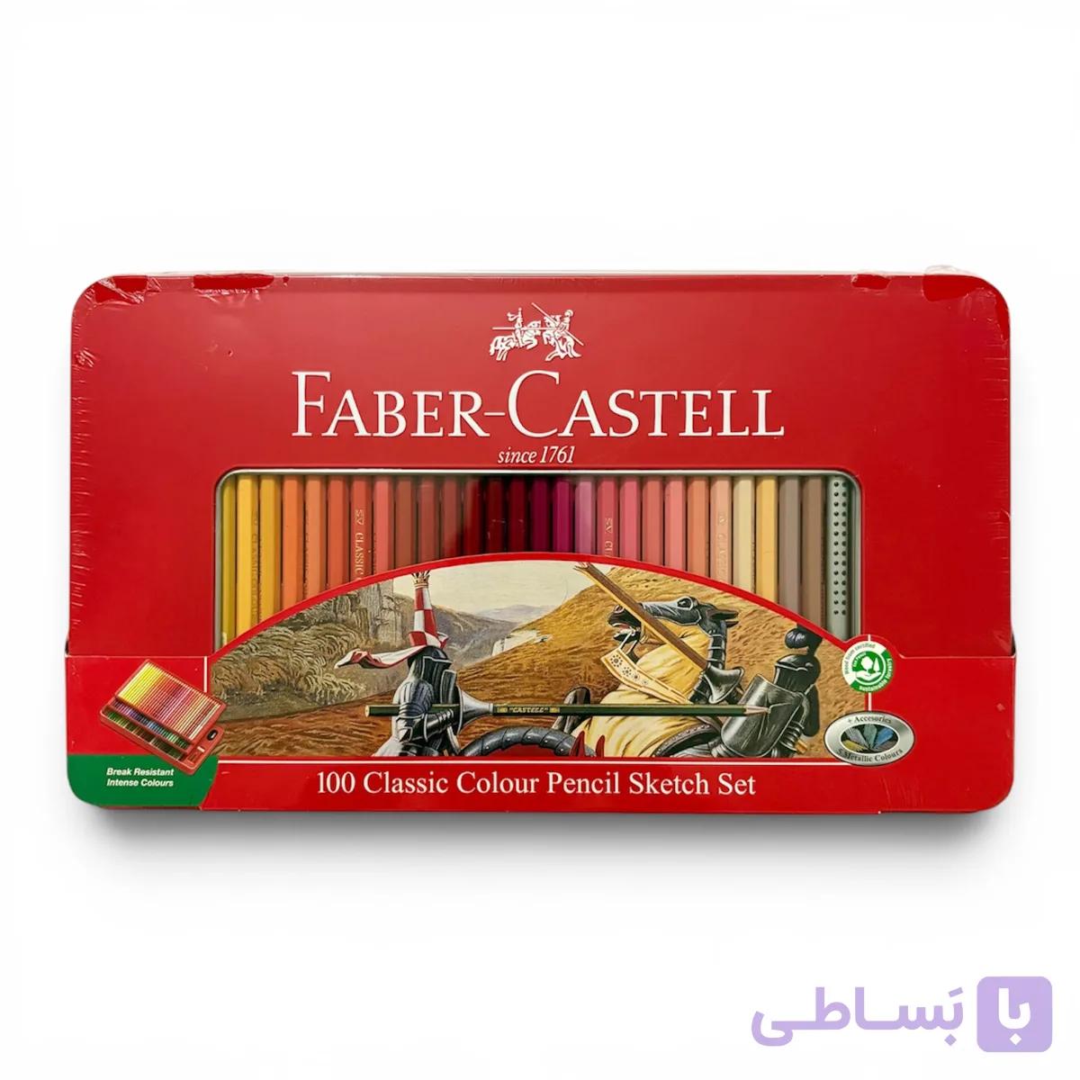 مداد رنگی ۱۰۰ رنگ جعبه فلزی فابرکاستل