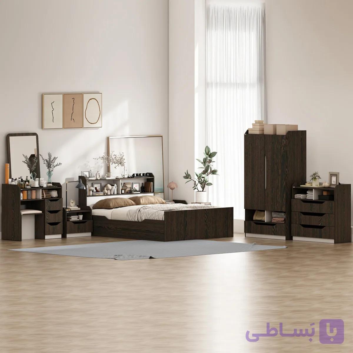 سرویس خواب ملامینه دو نفره اعیان مدل FH998 سایز 160×200 سانتی متر مجموعه 6 عددی — تصویر 1