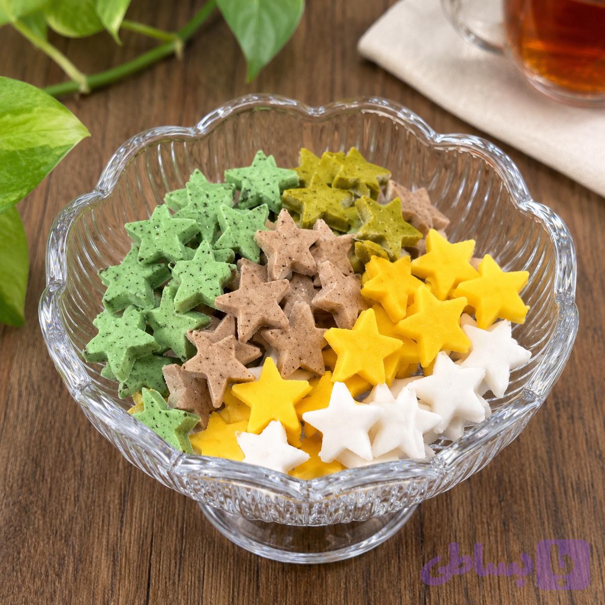قند ستاره ای طعم‌دار در بسته های ۱۰۰ گرمی