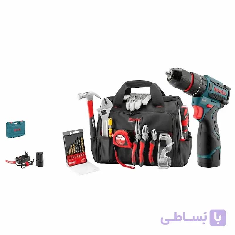 کیت ابزار و متعلقات 22 عددی همراه با دریل شارژی 16 ولت رونیکس مدل RS-3004