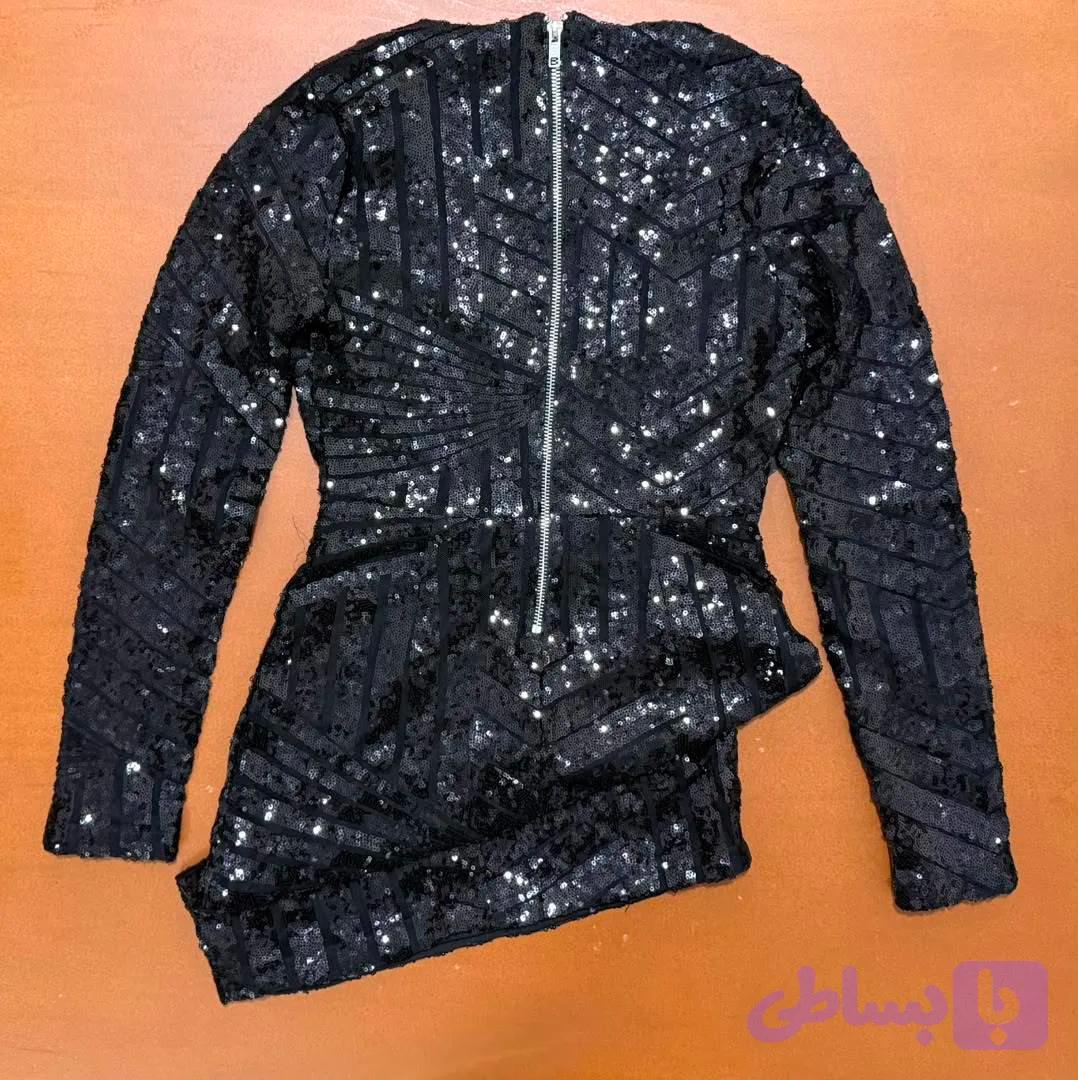 پیراهن مجلسی پولکی مشکی — تصویر 1