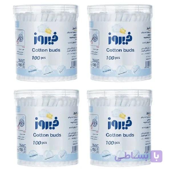 گوش پاک‌کن فیروز مدل کتان بسته ۴ عددی ۴۰۰ عددی — تصویر 1