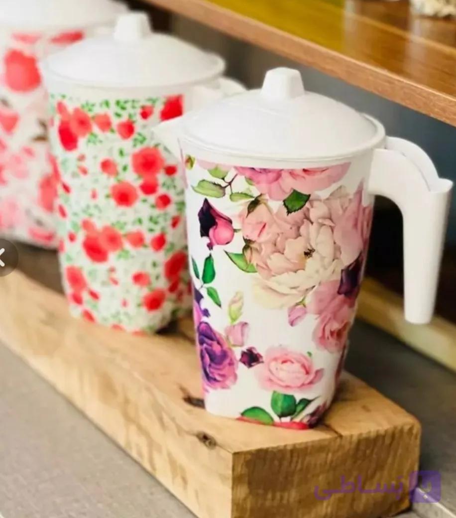 پارچ درب دار گلدار