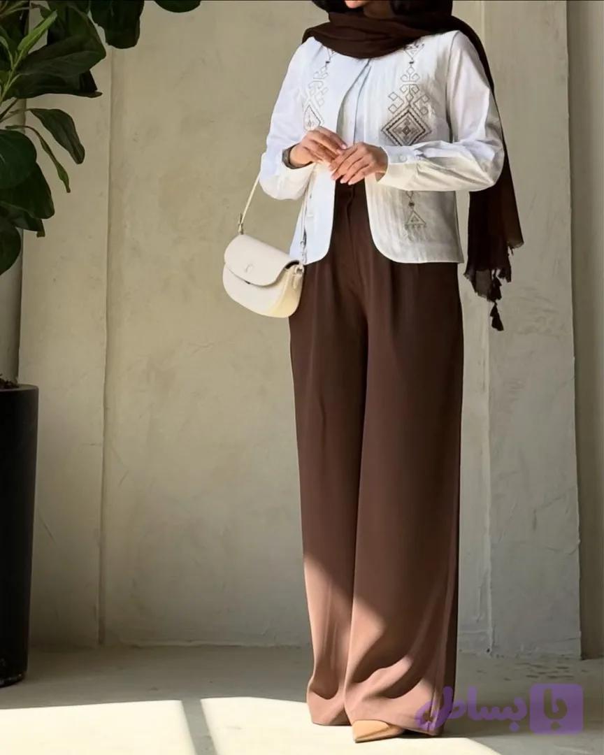 شلوار نیم بگ راسته کرپ باربی؛ ریزشی و شیک، مناسب بیرون‌پوش؛ جیبدار