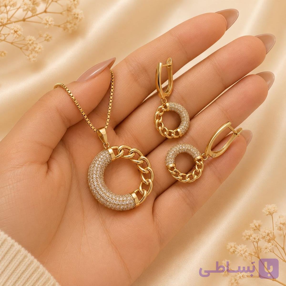 نیم ست دایره دو رخ نگینی کارتیه ژوپینگ