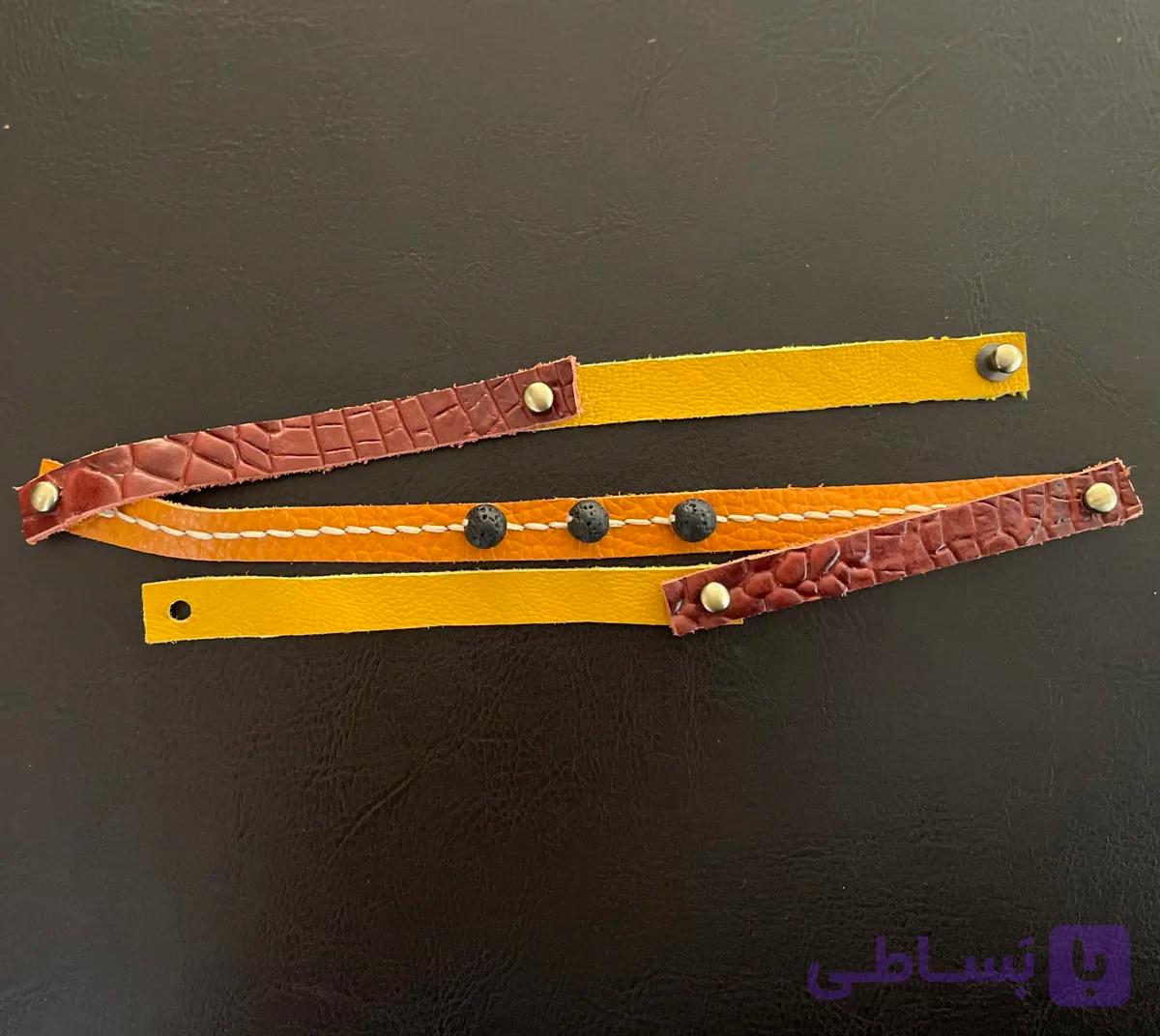 دستبند چرم رنگی خاص و منحصر به فرد — تصویر 1