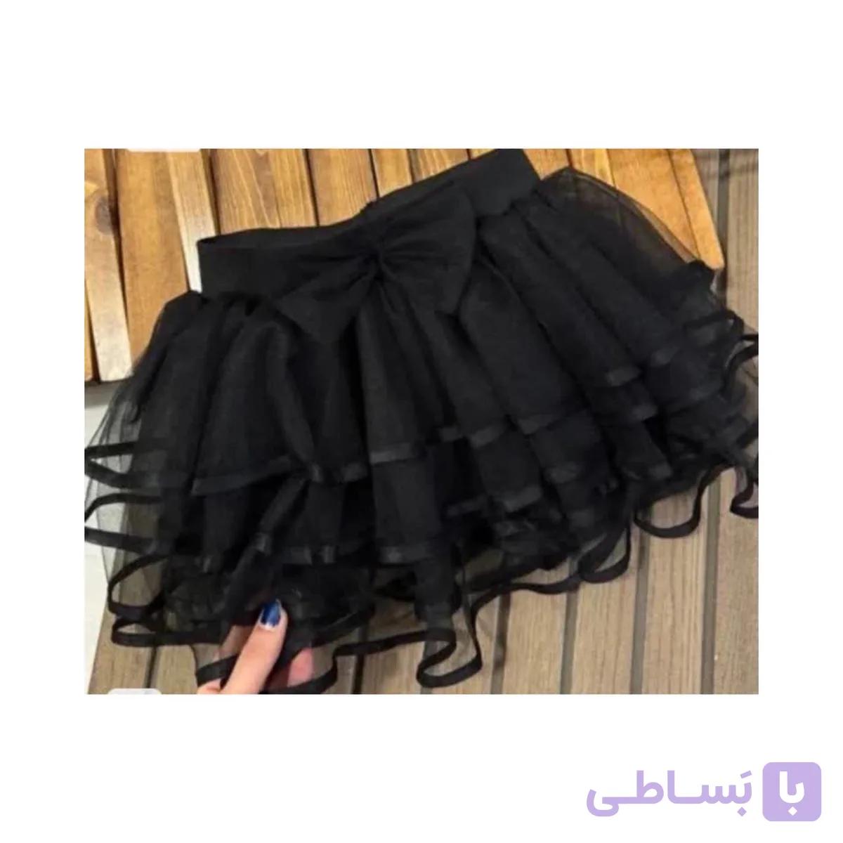 دامن بچگانه توری مشکی — تصویر 1
