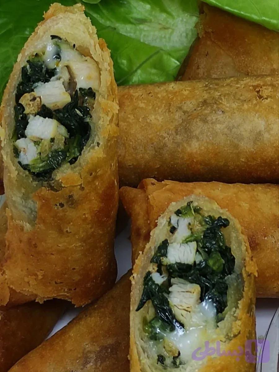 مرغ و اسفناج با پنیر