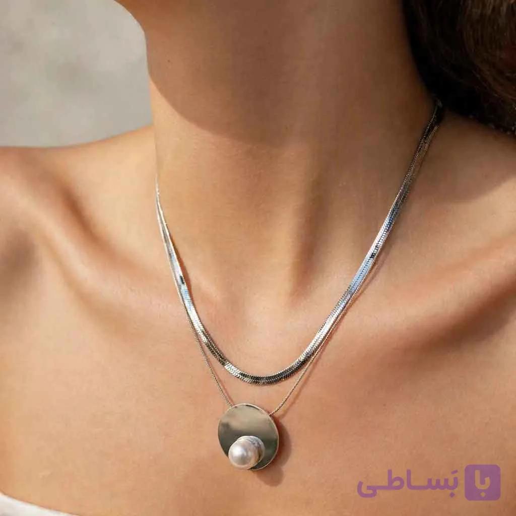 زنجیر استیل Stainless Steel مدل مروارید بافت دو لاین