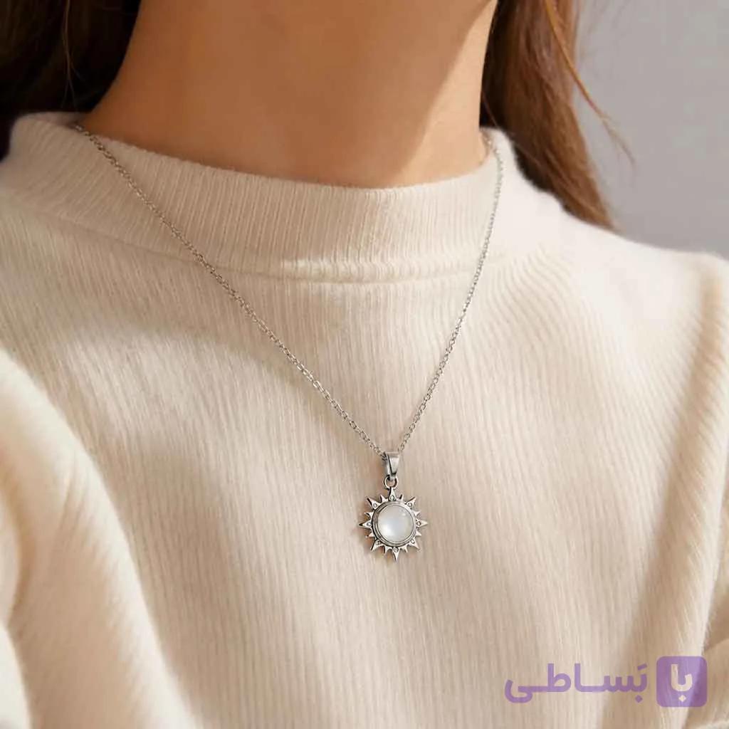 گردنبند Stainless Steel مدل مروارید خورشید
