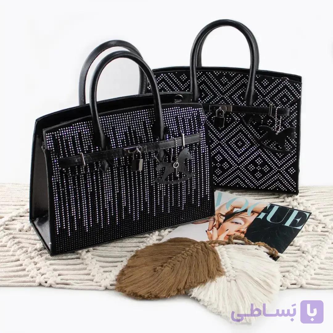 کیف زنانه مجلسی مشکی ابشاری در طرح های مختلف