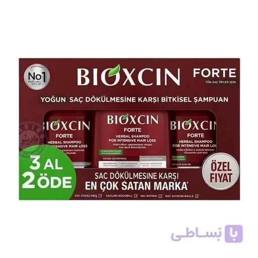 شامپو بیوکسین ضد ریزش و تقویت کننده فورت حجم ۳۰۰ میلی لیتر پک ۳ عددی اورجینال