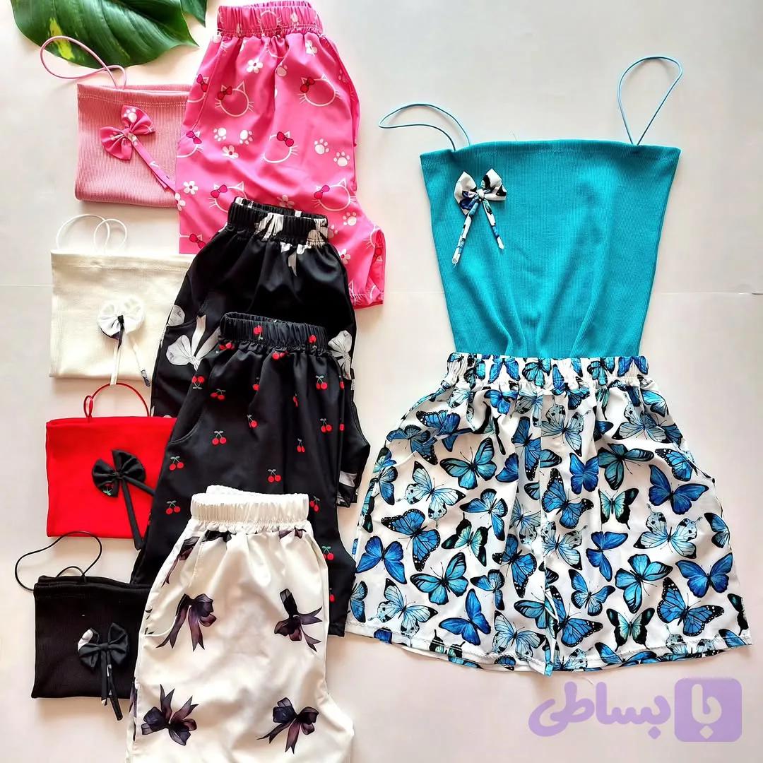 ست کراپ شلوارک فانتزی